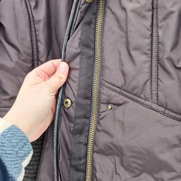 Zara Basic Size Large Puffer Jacket Wide Shawl Collar Brown Womens - Picture 3 of 5